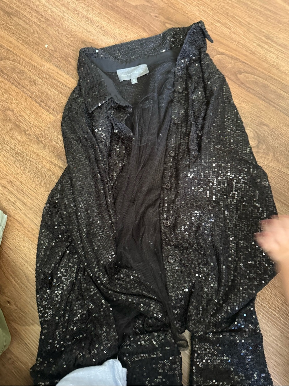 Sunday in Brooklyn Black Sequin Mesh Top